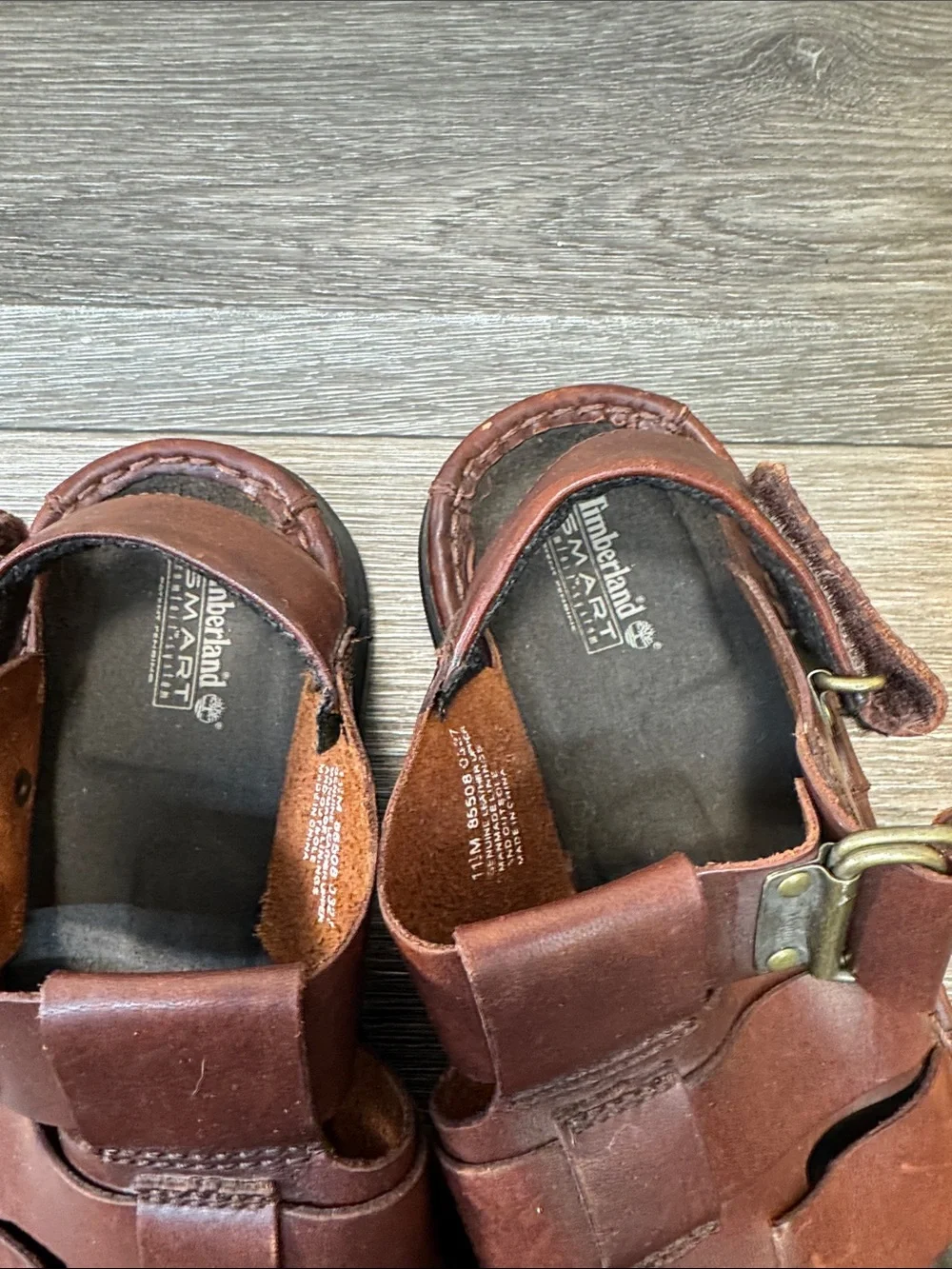 Timberland Men's Brown Leather Woven Fisherman Sandals Sz 11.5 (j296)